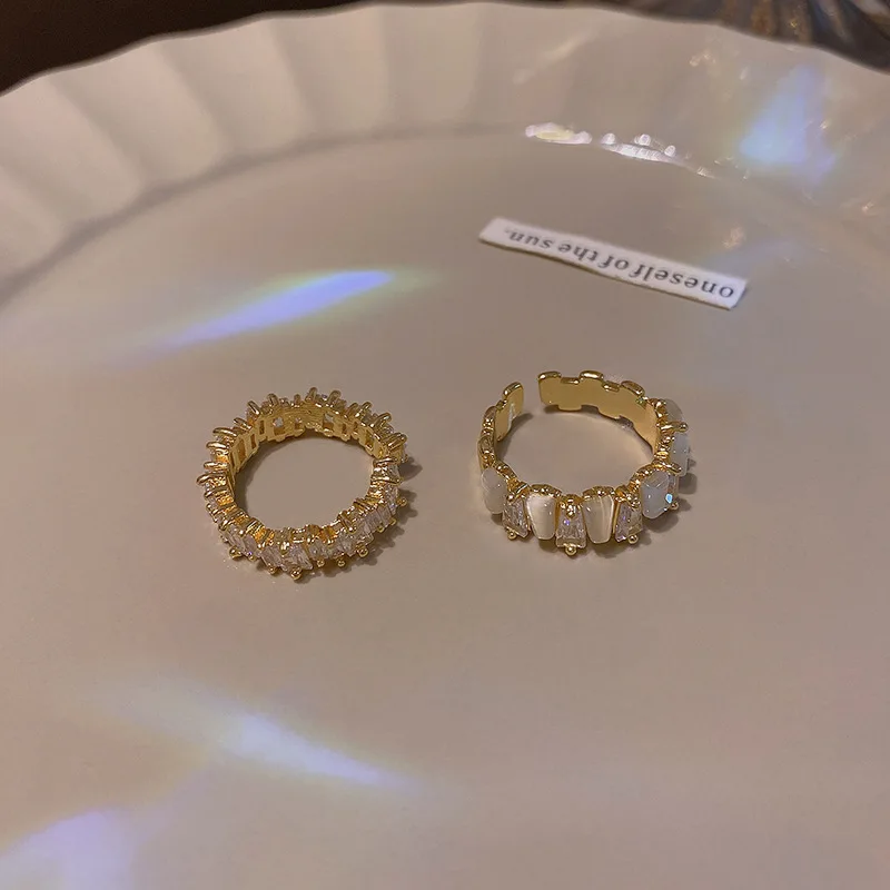 

Electroplating Two-piece Open Ring Female Zircon A Pair of Index Finger Rings Couples Lovers Hand Jewelry Accessories