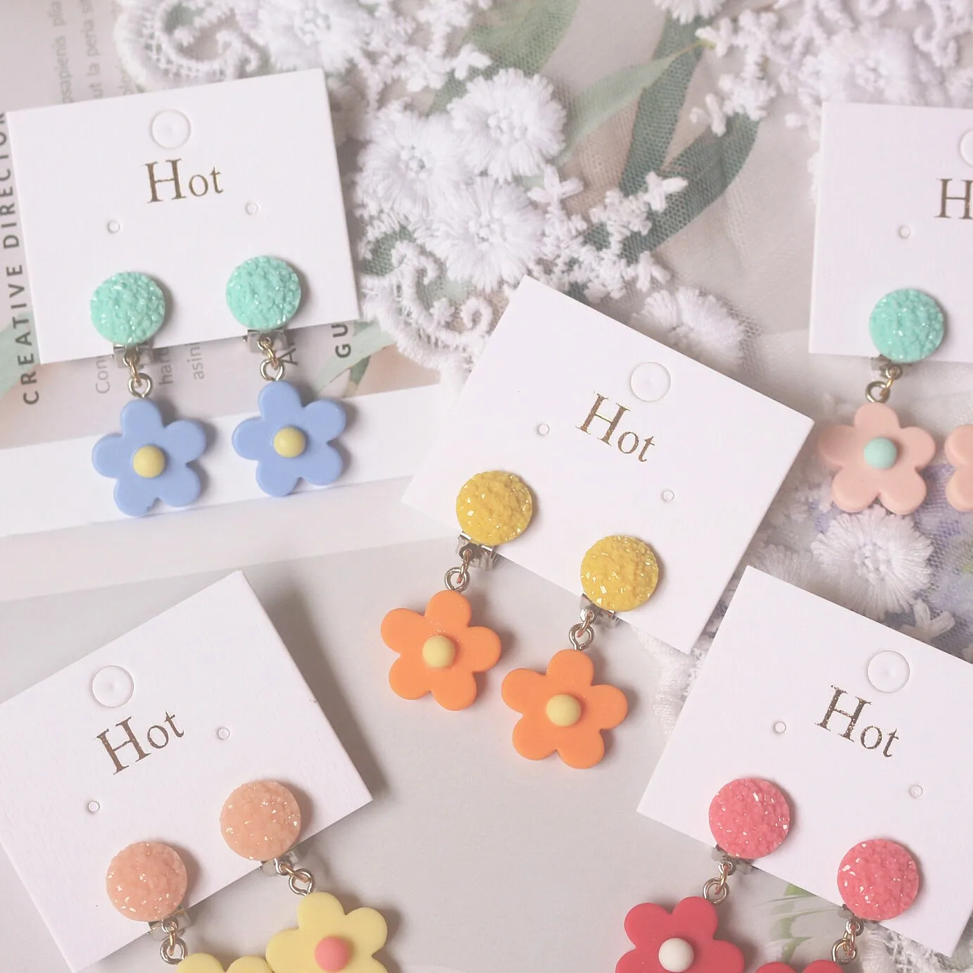 

Super Cute Beautiful Daisy Rainbow Flower Clip on Earrings for Kids Girls Earrings Jewelry No Pierced Children Clip on Earrings
