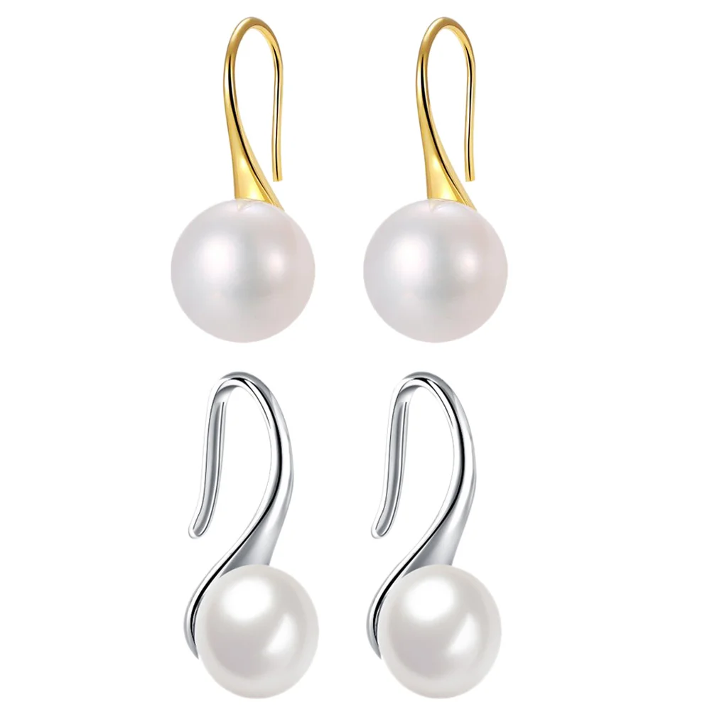 

2 Pairs of Creative Ear Danglers Pearl Ear Drops Funny Ear Jewelry for Party