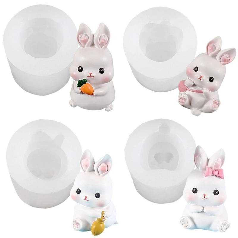 

Easter Bunny Candle Molds 3D Rabbit Candle Epoxy Resin Silicone Moulds DIY Gypsum Casting Mould Fondant Soap Decorations