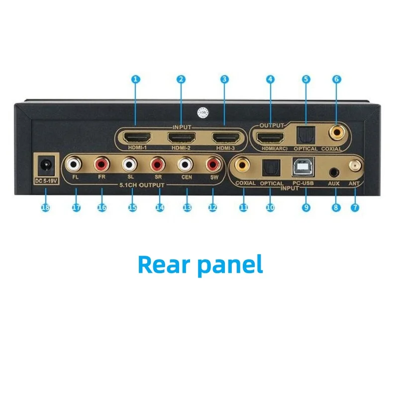 Фото Аудиодекодер UD951B 5.1 DTS Dolby Atmos 5.1, USB-аудиокарта, цифровая аудиосистема 5.1CH с поддержкой ARC, HDMI, коаксиального и оптического волоконного подключения №4