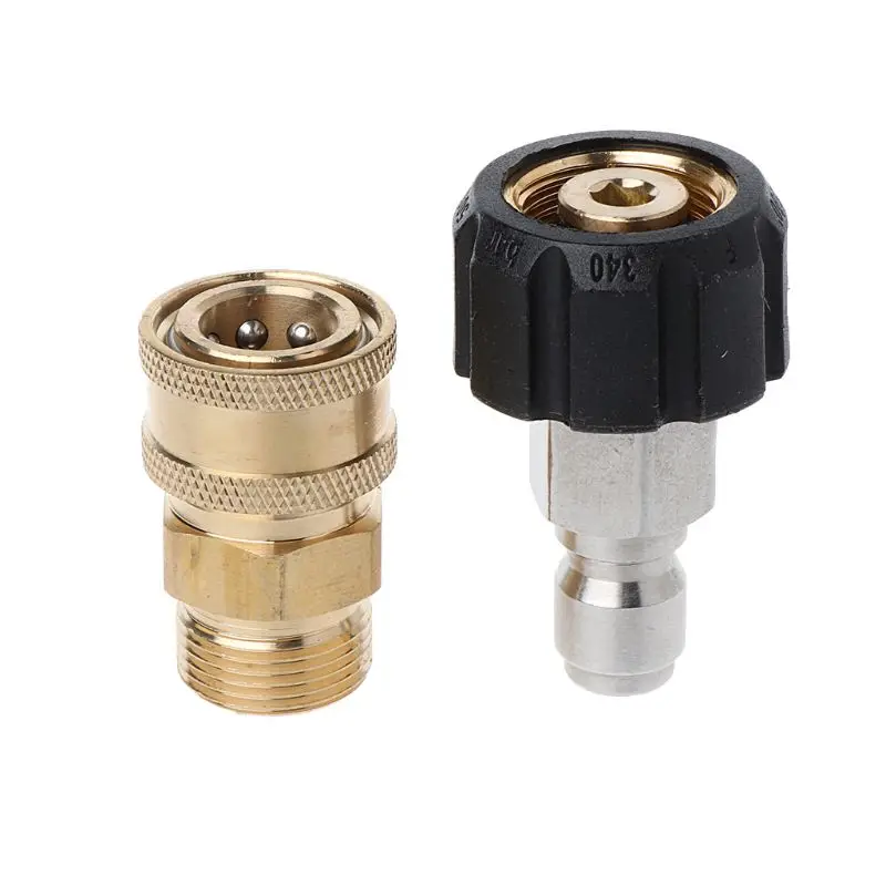 

5000PSI Tool Daily Pressure Washer Adapter Set Quick Connect Couplers Kit M22 14MM Swivel to M22 Metric Fittings K0AB