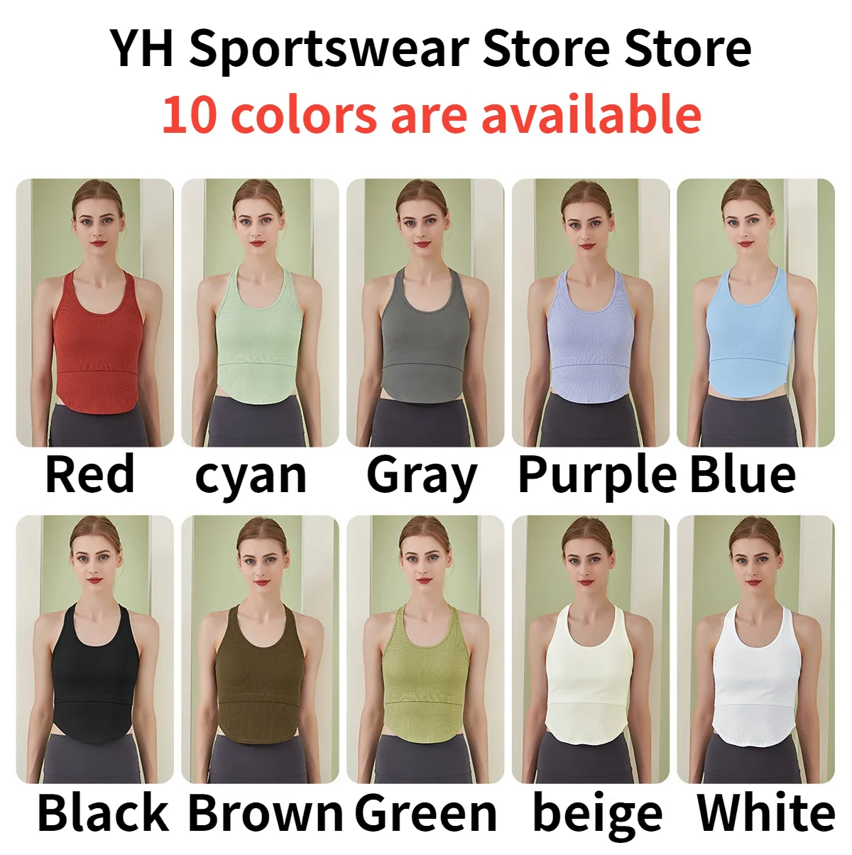 Ribbed Knitted Tops Women Yoga Vest Gym Sports Crop Tops Seamless Streetwear Fitness Running Vest Workout Sports Bra Tank Top