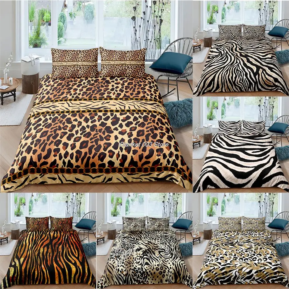 

Leopard Bedding Set Queen King Soft Bedclothes Twin Bohemian Print Duvet Cover with Pillowcases 2/3pcs Home Textiles