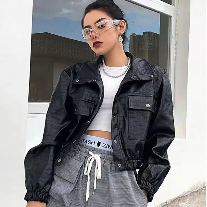 Винтажные куртки-бомберы женская кожаная куртка зимнее стеганое пальто уличная