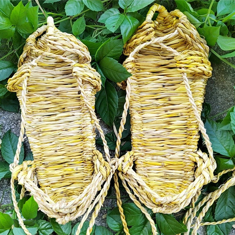 

Летние соломенные шлепанцы ручной работы из натурального растения, повседневные шлепанцы ручной работы