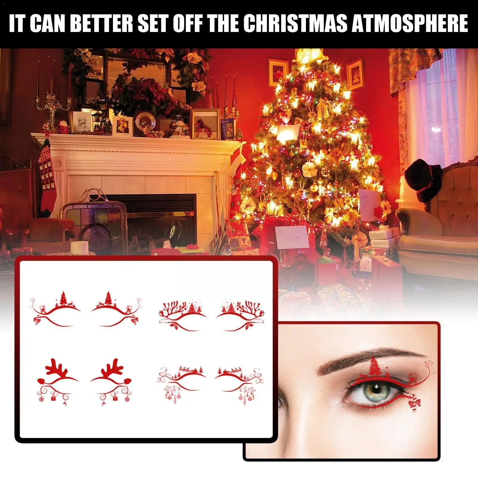 

Christmas Eyeliner Sticker Faux Eyeliner Decal Fake Lightweight To Sticker Eyeliner Eyeliner Easy Decal Carry U7h9