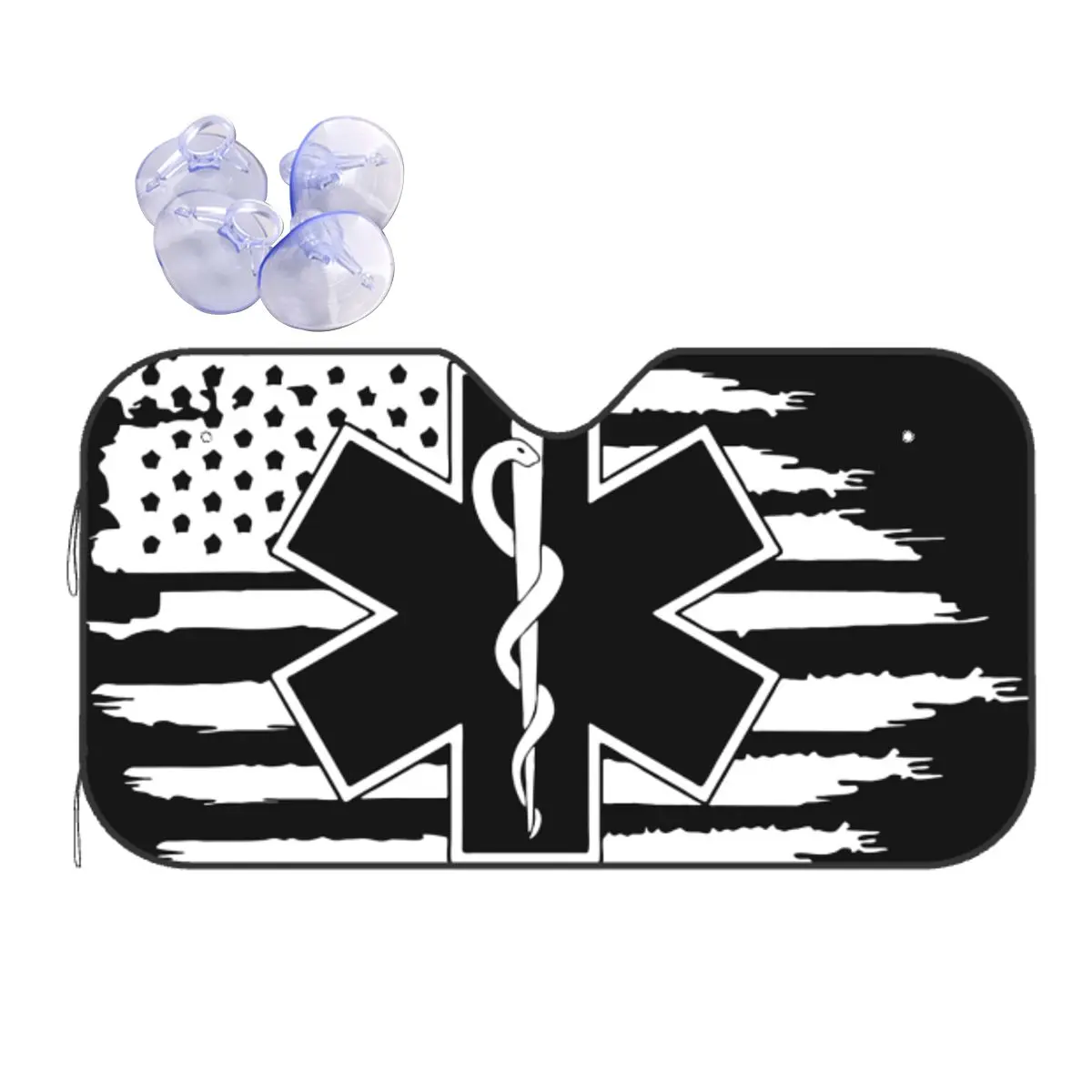 

Emt Star Of Life Windshield Sunshade Paramedic Medic Ambulance Fashion Car Front Window Visor 70x130cm Sun Visor UV Protector