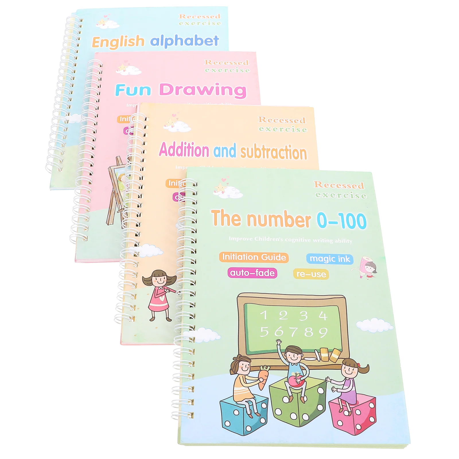 

4 Pcs Handwriting Copybook Children Lettering Practice Drawing English Calligraphy Arab