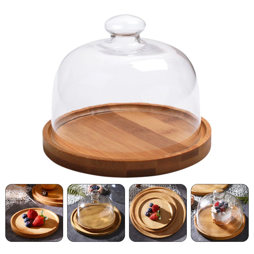 

Cake Cover Dome Stand Dessert Plate Display Platter Cloche Tray Serving Server Cupcake Cheese Lid Picnic Wood Tea Afternoon