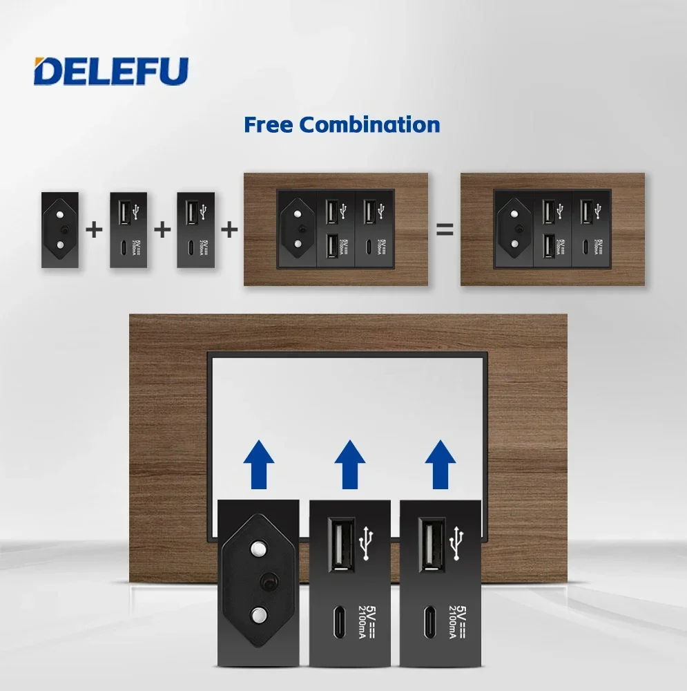 Двойная настенная розетка USB типа C