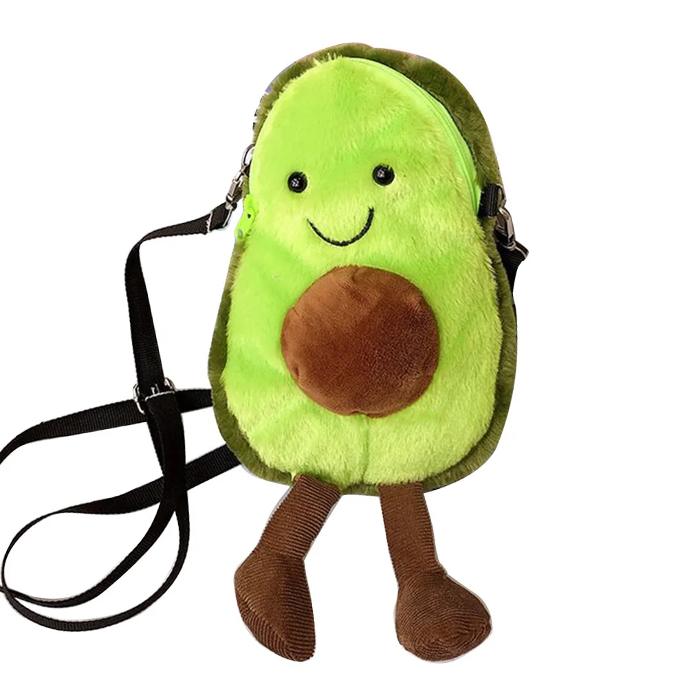 

Cute Stuffed Avocado Bag Girls Cross Body Cartoon Fruit Bag Plush Shoulder Over Bags Satchel Bag Handbag With Zipper For Girl