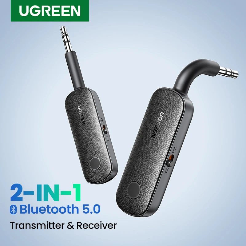 UGREEN 2-in-1 Bluetooth Adapter Transmitter Receiver Bluetooth AUX 5.0 Wireless 3.5mm Adapter Stereo for Earphones TV Car Audio