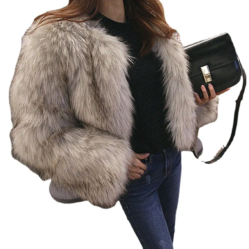 

2023 C Fashion Women Boho Fluffy Faux Fur Coat Female Long Sleeve Fox Fur Jacket Candy Color Festival Clothes Korean Jackets