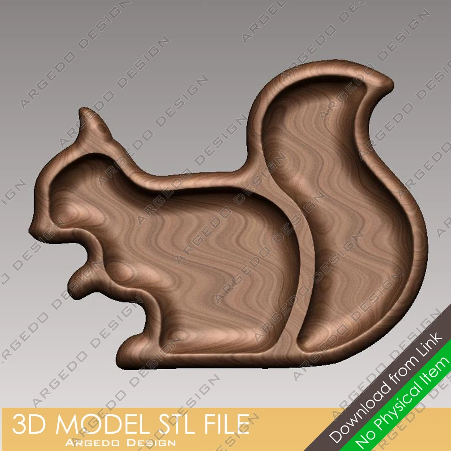 

3D Model STL File Squirrel Tray Serving Plate CNC Plans for CNC Router Engraving Support ZBrush Artcam Aspire Cut3d