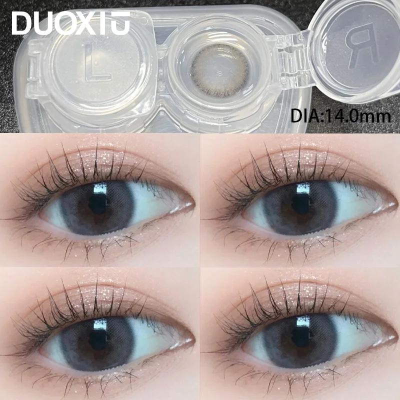 Duoxiu 2pcs Color Contact Lenses With Brown Myopia Degree-0.00~ -8.00 Blue Nature Beauty Pupil Makeup Eye Fast Shipping