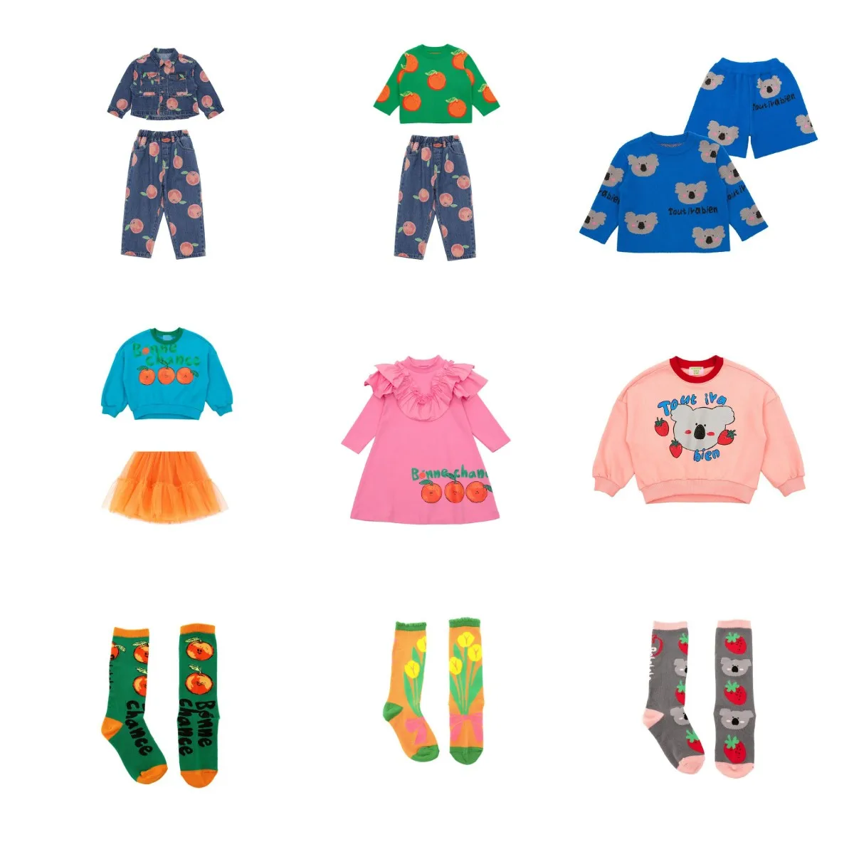 

2022 autumn new coat sweater trousers cartoon koala print children's suit