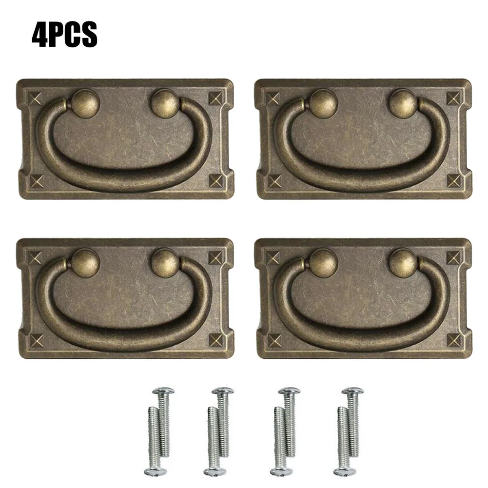 

4/8pcs Antique Square Handle Furniture Drawer Handle Knobs Circular Pull Loop Handle Cabinet Wardrobe Door Pulls Hardware