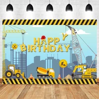 happy birthday photography backdrop construction team forklift baby party decoration photographic background photo studio props