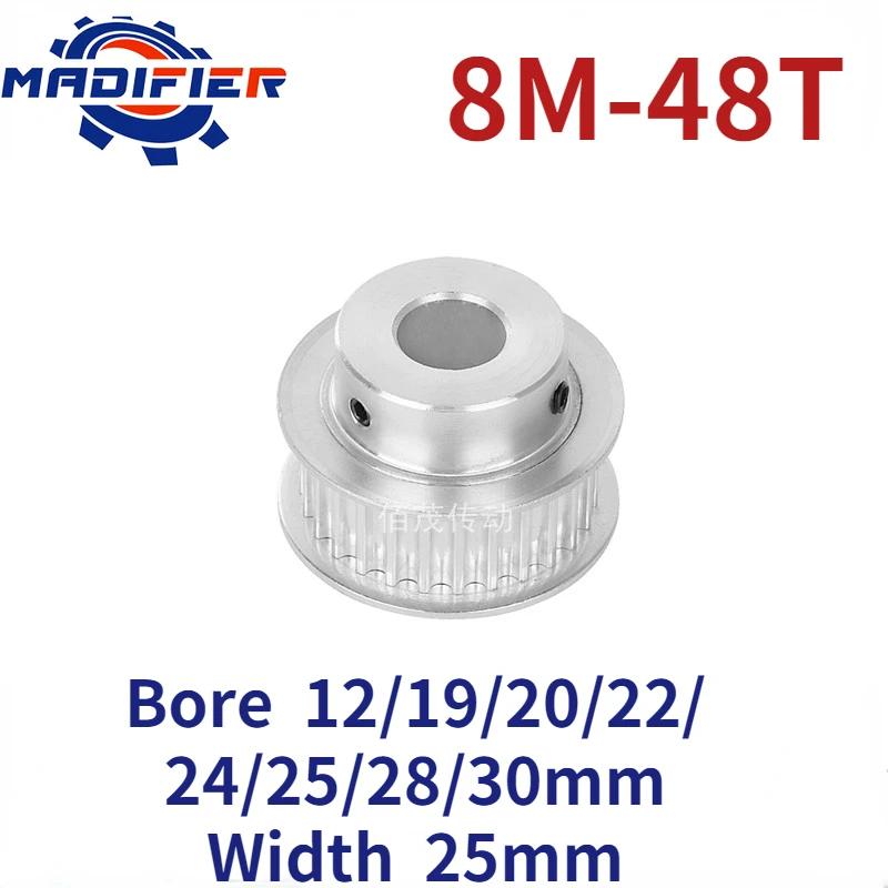 

8M 48 Teeth BF Convex Table Synchronous Belt Pulley Slot Width 25mm Inner Hole 12/19/20/22/24/25/28/30mm