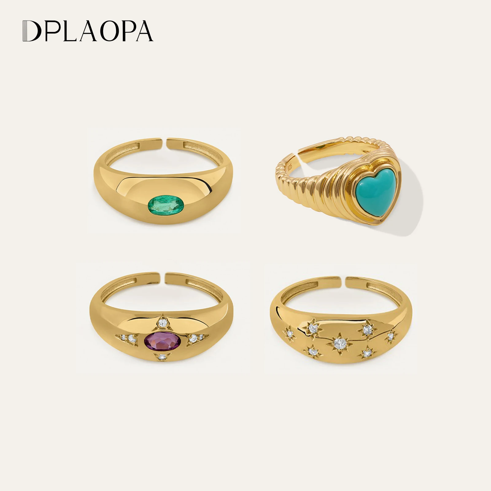 DPLAOPA 100% стерлингового серебра 925 пробы регулируемое женское открытое кольцо с