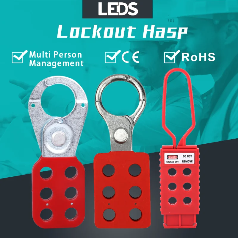 

Lockout Hasp Idustrial 6 Holes Multiple Isolation Chrome Coated Steel Aluminum Nylon Safety LOTO Red Plastic 1" 1.5" 25mm 38mm
