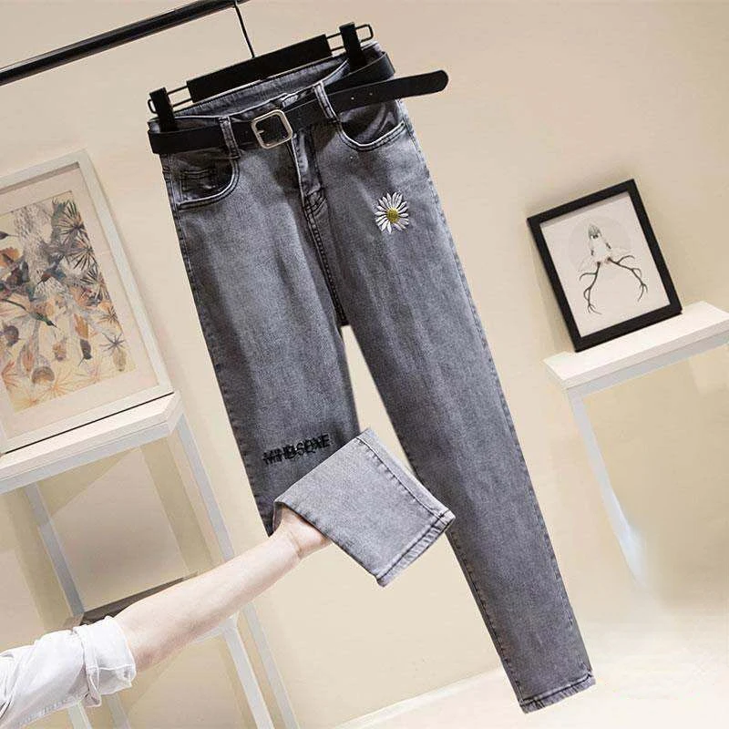 

Woman Fashion High Waist Elastic Wide Leg Jeans Female Denim Straight Pants Trousers Ladies Casual Retro Pockets Trousers G25