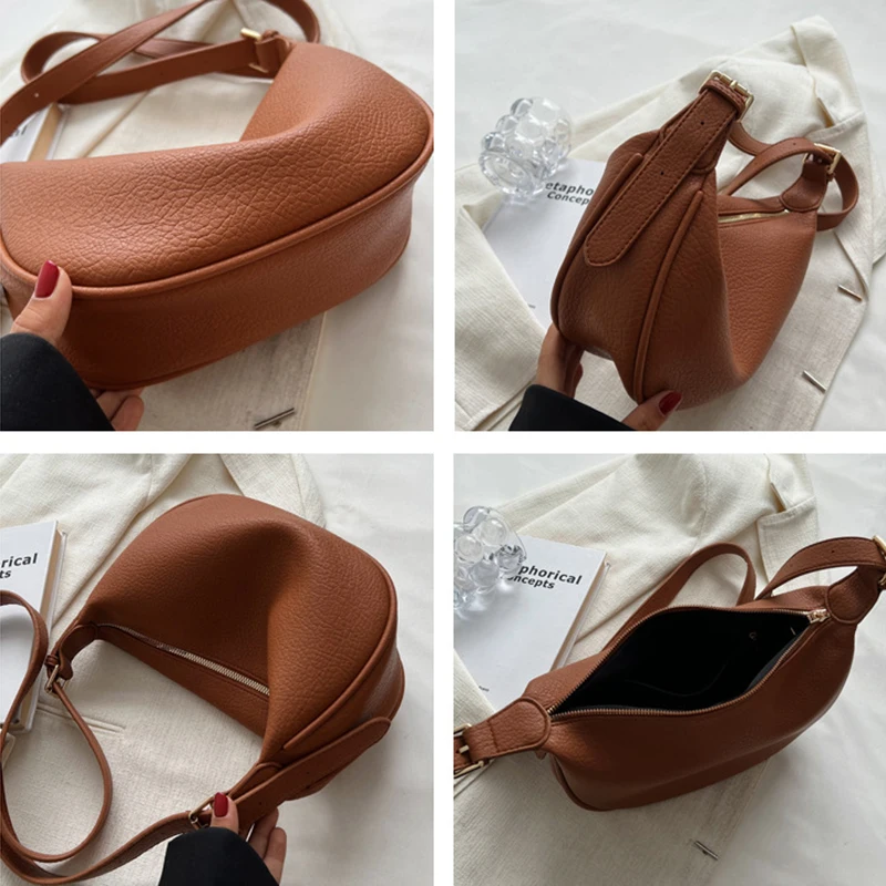 Leather Casual Shoulder Messenger Bags Vintage Fashion Underarm Bag Multi-function Versatile Handbag Satchel Travel Organizer