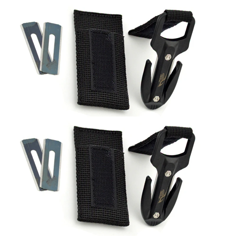 

KEEP DIVING 2X Scuba Diving Double Edged Cutter Rope Line Net Cable Cutting Knife Twin Cut Safety Accessories,Black