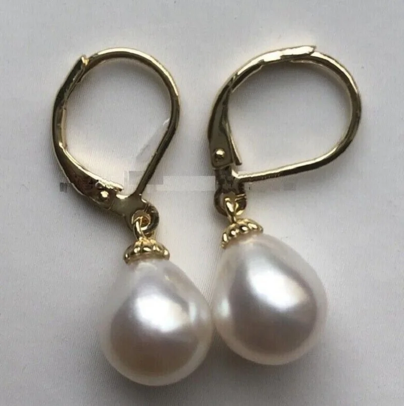 

Gorgeous AAAA Natural 8-10mm Akoya White Pearl Earrings 14k Gold