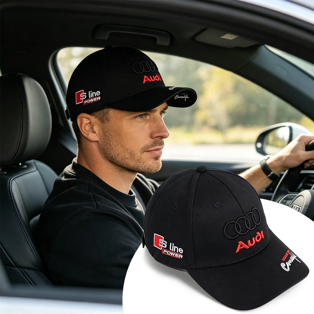 Фото Бейсболка регулируемая, спортивная, в стиле хип-хоп, с декором для Audi Sline RS A3 A4 B8 8P B6 A5 A6 C7 Q5 C6 A1 Q7 Q3 TT №2