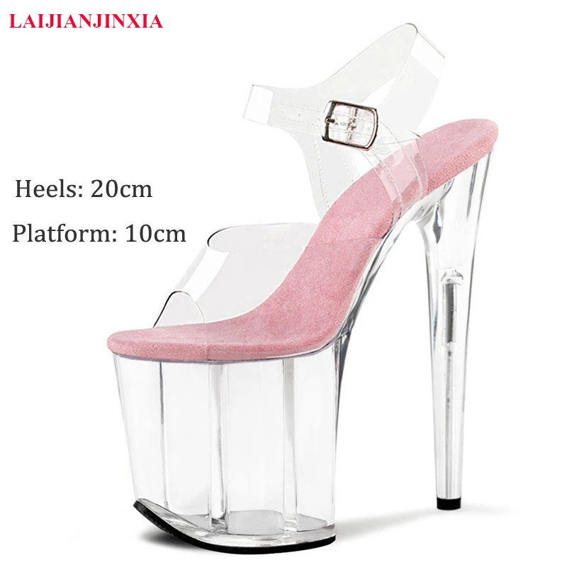 

Туфли на очень высоком каблуке 20 см, пикантные туфли на платформе с кристаллами, обувь на высоком каблуке 8 дюймов, модная модель, танцевальная обувь, Фетиш сандалии