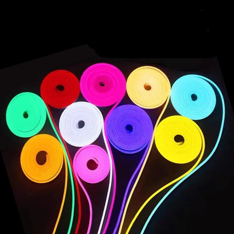 

9 Colors Waterproof 12V Neon Sign Light 1M 5M Led Strip 120leds/m 2835SMD LED Dimmable Ribbon Stripe Outdoor Indoor Decoration