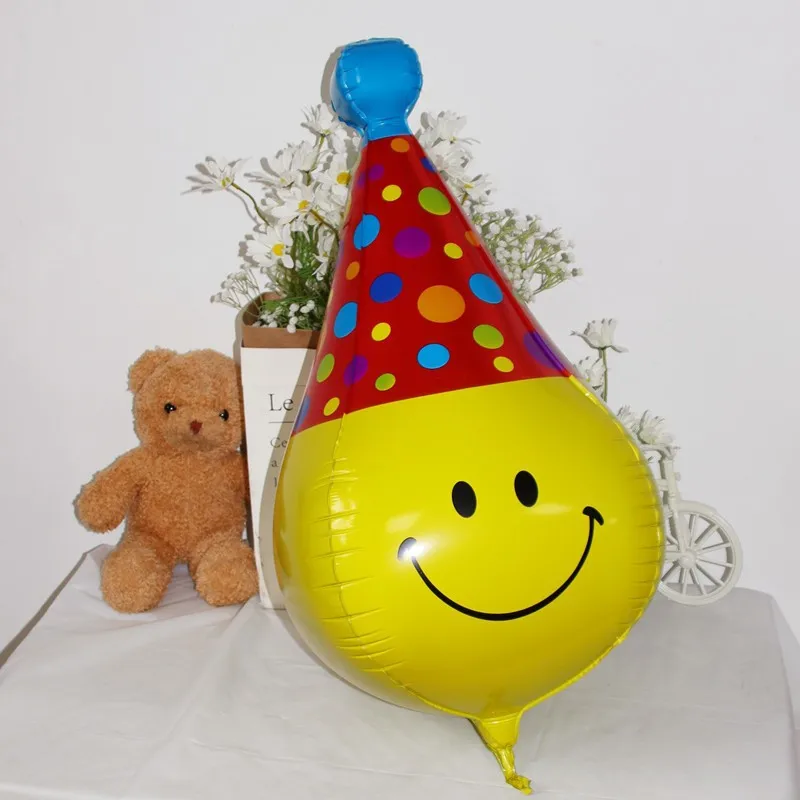 1pcs Yellow Smiley Aluminum Film Balloons 4D Birthday Helium Ballon Party Decor Cute Smile Face Baby Shower Supplies - купить по