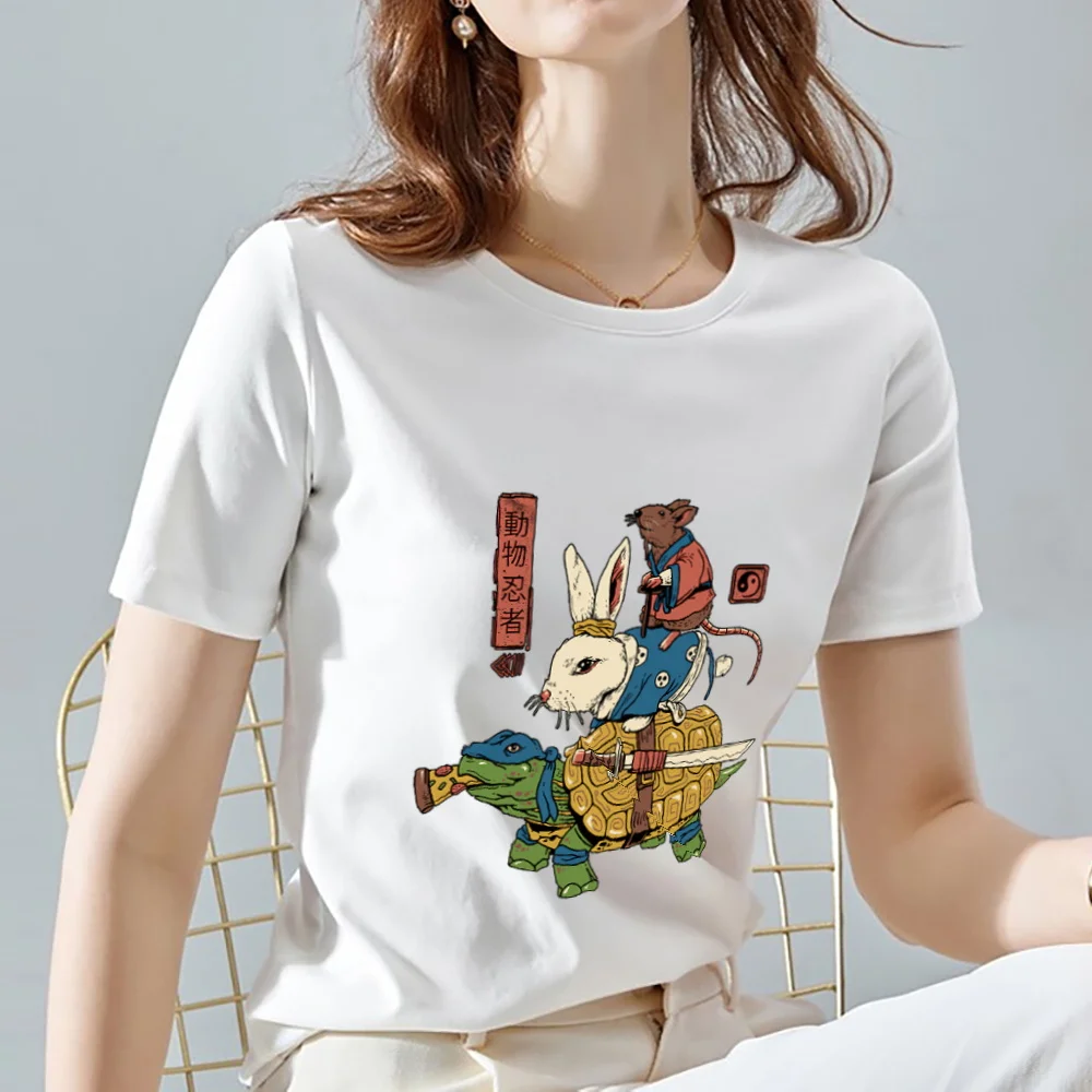 

2022 Apan Print Pattern Series Summer T-shirt Women Harajuku Aesthetic Tee Tops JRound Neck T-shirt White Commuter Ladies Tshirt