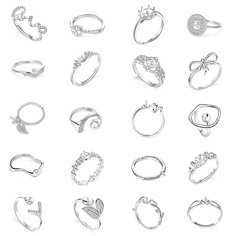 MEETSOFT 2 шт./комплект пустое кольцо из стерлингового серебра S925 пустая основа для