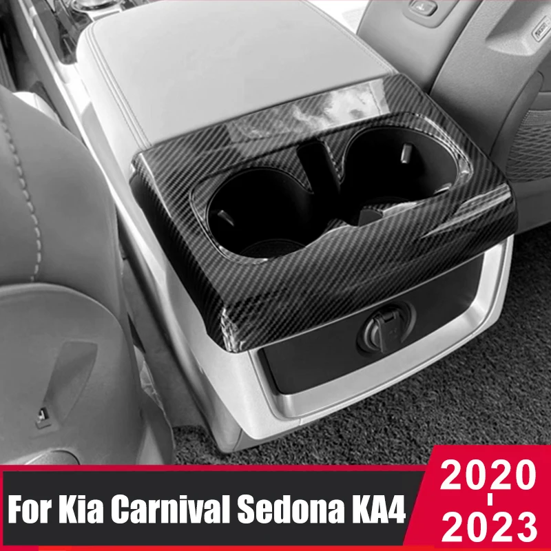 

For Kia Carnival Sedona KA4 2020 2021 2022 2023 Interior Car Rear Seat Armrest Water Cup Holder Panel Trim Cover ABS Accessories