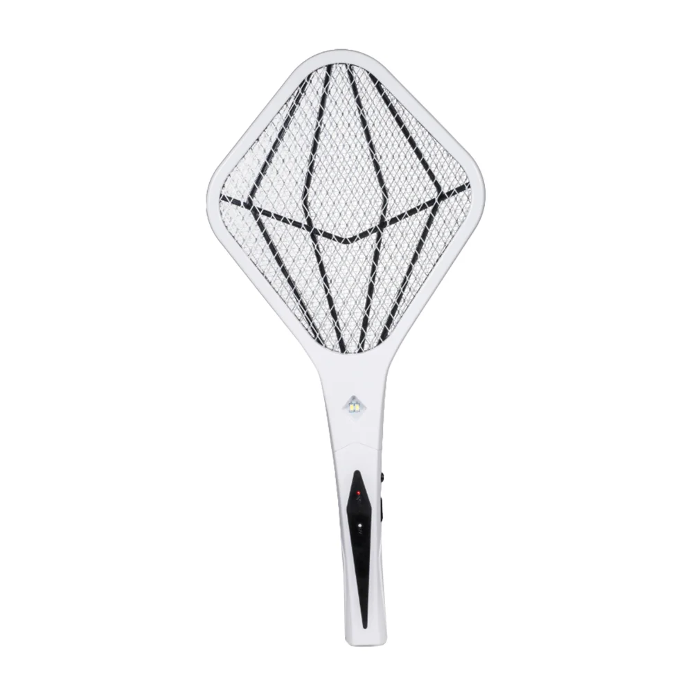 Battery-operated Fly Swatter Electronic Swatter USB Mosquito with Long Handle (Black)