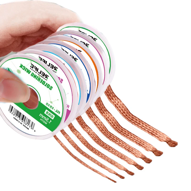 1mm-2.5mm-4mm 1.5M  3M  Desoldering Braid Solder Remover Wick Wire  Welding Tin Sucker Cable Lead Cord Flux Repair Tool AN