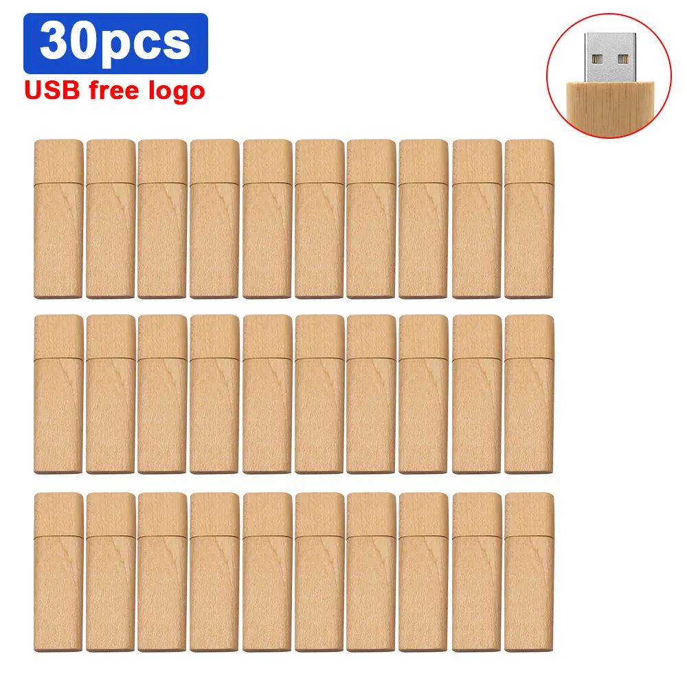 

30pcs/lot free custom logo Wooden USB flash drive Maple wood pendrive 4GB 8GB 16GB 32GB 64GB 128GB memory stick wedding gift
