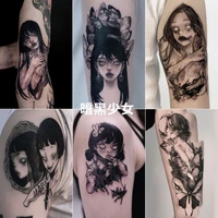 6 piecesset dark horror doll girl tattoo stickers waterproof female long lasting simulation ins style