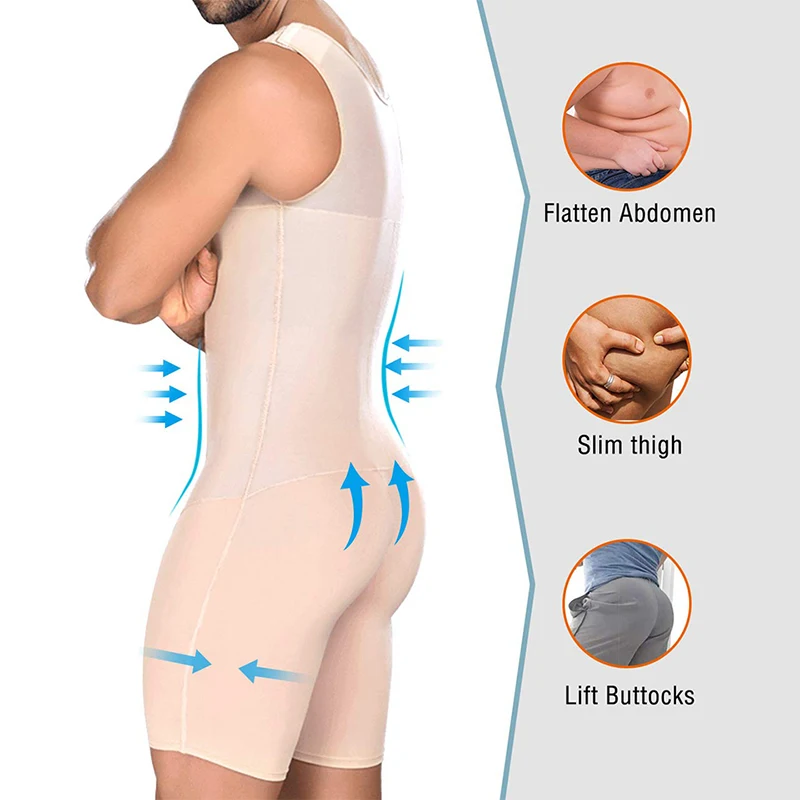 Premium Compression Shapewear for Men Slimming Bodysuit Waist Trainer Butt Lifter Thigh Trimmer Underwear Full Body Shaper Belt