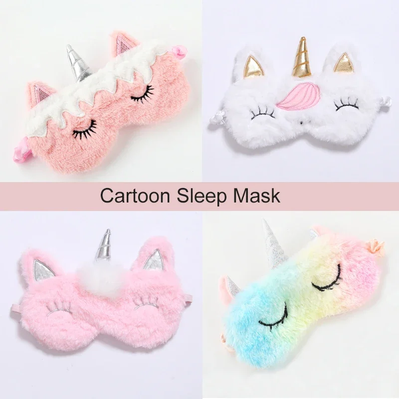 1 шт. плюшевая маска на глаза для сна с мультяшным единорогом