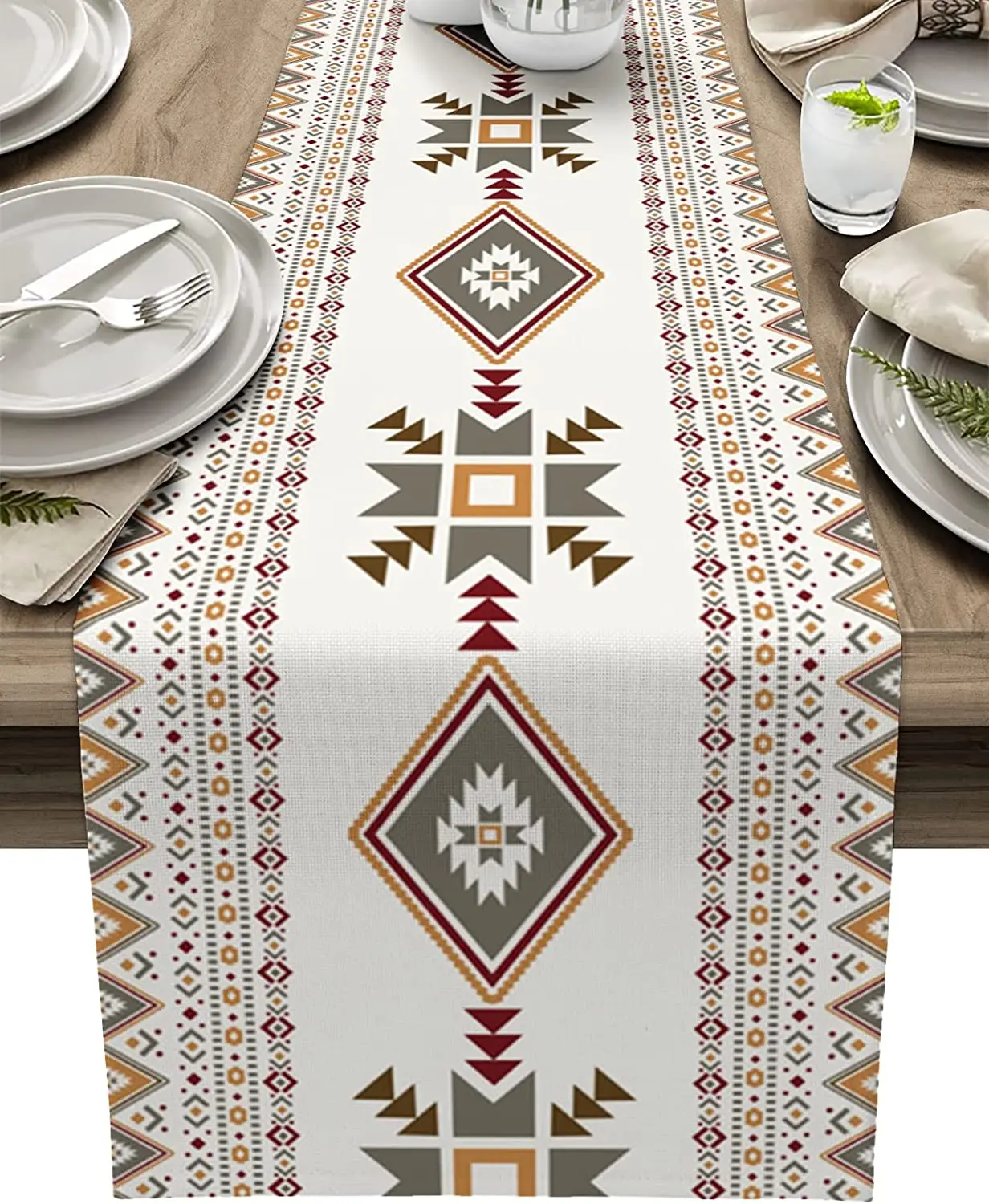 

Юго-западные геометрические богемные льняные скатерти для стола, моющиеся скатерти для обеденного стола, праздничный декор для вечеринки