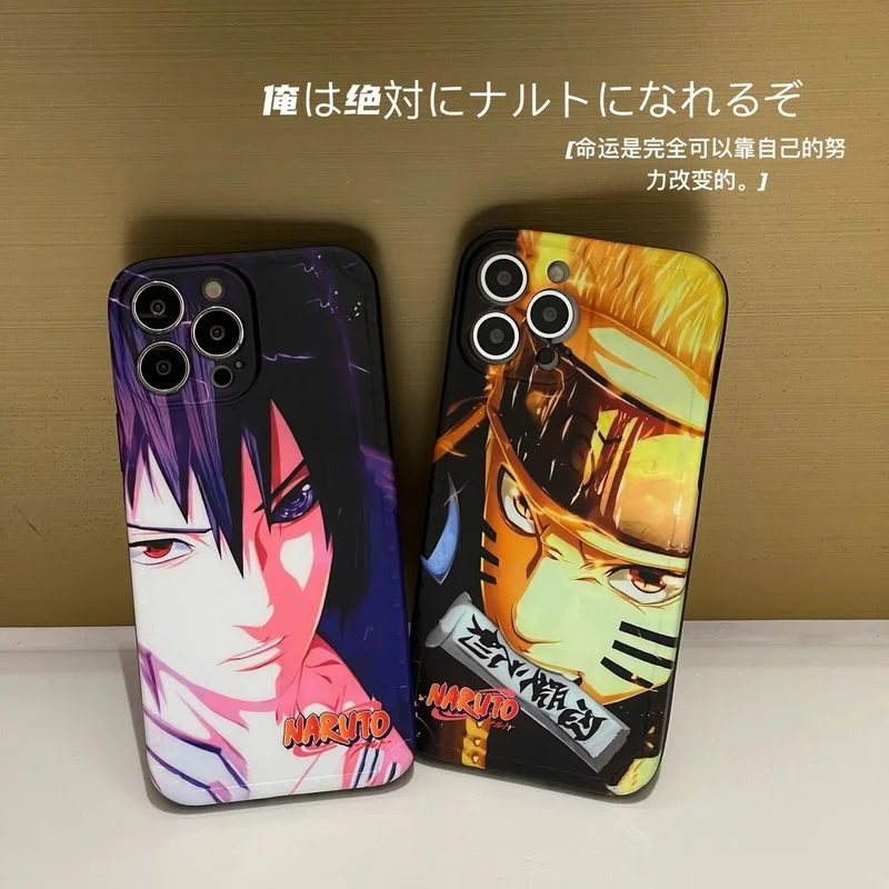 

BANDAI Japanese Anime Naruto Sasuke Phone Case For iPhone 13Pro/12Pro Max 11 Mobile Phone Cover XS/8Plus/XR Quality TPU Shell