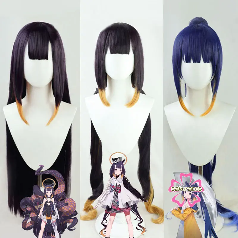

Ninomae Ina'nis Hololive Anime Cosplay Wig Dark Purple Long Ponytail Synthetic Hair Halloween Costume Wigs Party Role Play