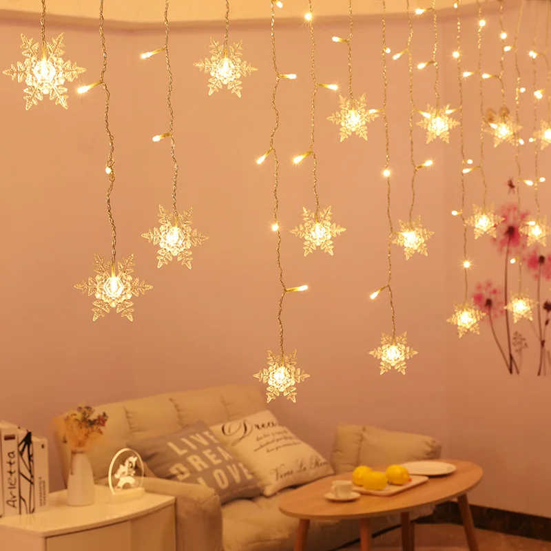 2022 NEW LED Snowflake String Fairy Light Indoor Outdoor Christmas Holiday Wedding Bedroom Romantic Home Decoration Lights GL195