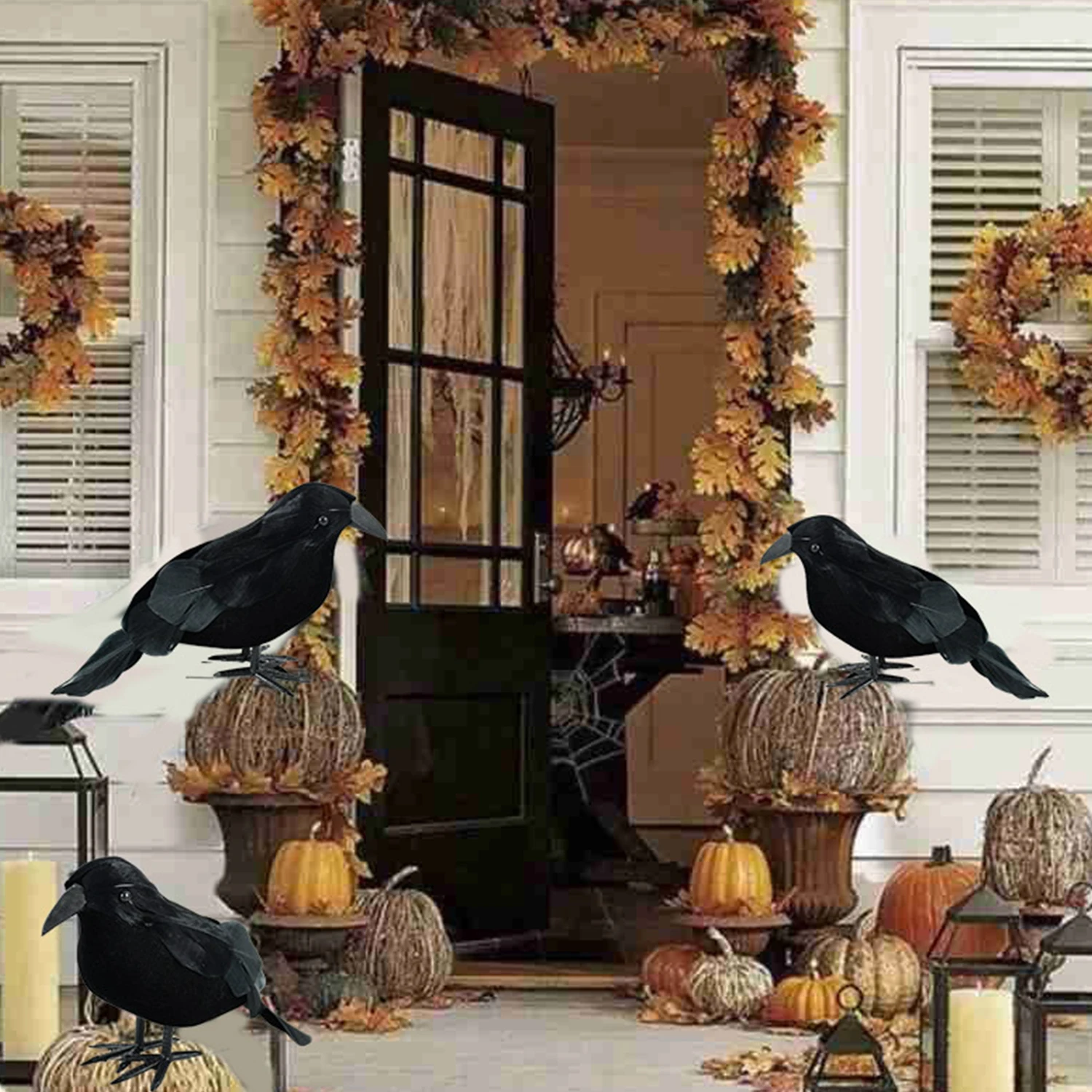 

Модель черной вороны на Хэллоуин, 1 шт., имитация искусственных птиц, животные, страшные игрушки для Хэллоуина, искусственное украшение для дома, реквизит ужасов