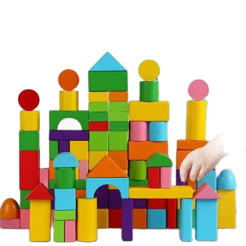 

Набор деревянных строительных блоков с сумкой для хранения, деревянные игрушки для детей, сборные строительные блоки, Игрушки для раннего развития для детей