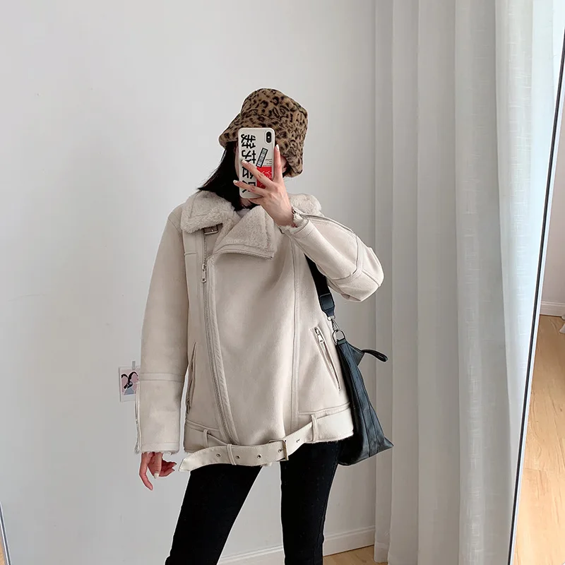 

ZA Autumn and Winter New Thickened Women's Clothing Double-sided Lamb Velvet Fur Coat Deerskin Velvet Jacket Cotton Clothing